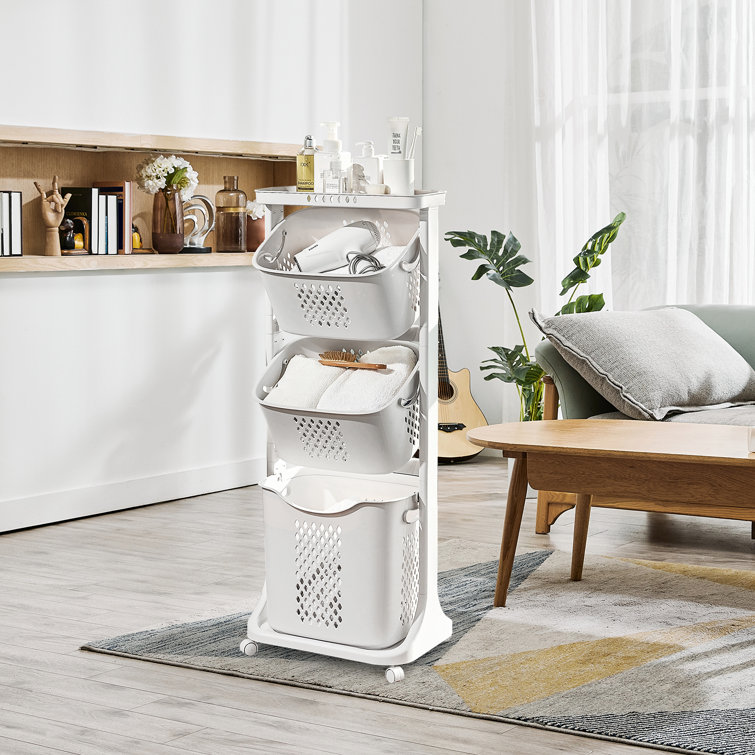 Homde Rolling Laundry Cart with 3 Plastic Laundry Basket & Reviews